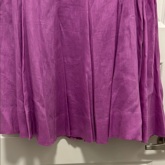 Ralph Lauren Purple A-Line Pleated Skirt Size 14 100% Linen Lined Side Zip NWT! - Picture 3 of 11